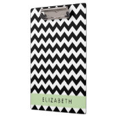 Zwart-wit Zigzag, Chevron Pattern, Jouw naam Klembord (Links)