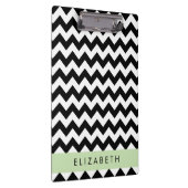 Zwart-wit Zigzag, Chevron Pattern, Jouw naam Klembord (Rechts)