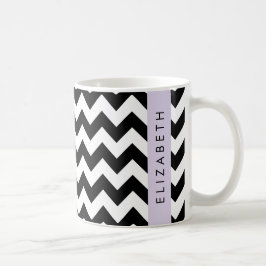 Zwart-wit Zigzag, Chevron Pattern, Jouw naam Koffiemok