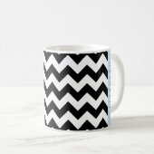 Zwart-wit Zigzag, Chevron Pattern, Jouw naam Koffiemok (Voorkant rechts)