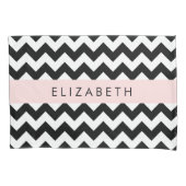 Zwart-wit Zigzag, Chevron Pattern, Jouw naam Kussensloop (Voorkant)