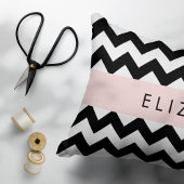 Zwart-wit Zigzag, Chevron Pattern, Jouw naam Kussensloop