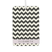 Zwart-wit Zigzag, Chevron Pattern, Jouw naam Luchtverfrisser (Voorkant)
