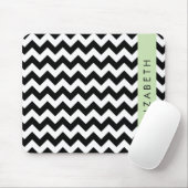 Zwart-wit Zigzag, Chevron Pattern, Jouw naam Muismat (Met muis)