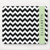 Zwart-wit Zigzag, Chevron Pattern, Jouw naam Muismat (Voorkant)