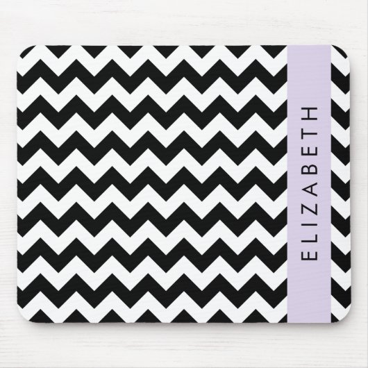 Zwart-wit Zigzag, Chevron Pattern, Jouw naam Muismat (Voorkant)