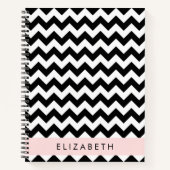 Zwart-wit Zigzag, Chevron Pattern, Jouw naam Notitieboek (Voorkant)