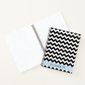 Zwart-wit Zigzag, Chevron Pattern, Jouw naam Notitieboek (Binnen)