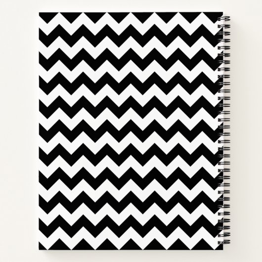 Zwart-wit Zigzag, Chevron Pattern, Jouw naam Notitieboek (Achterkant)
