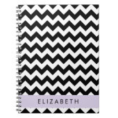 Zwart-wit Zigzag, Chevron Pattern, Jouw naam Notitieboek (Voorkant)