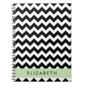Zwart-wit Zigzag, Chevron Pattern, Jouw naam Notitieboek (Voorkant)