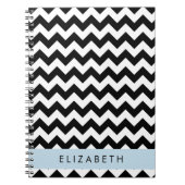 Zwart-wit Zigzag, Chevron Pattern, Jouw naam Notitieboek (Voorkant)