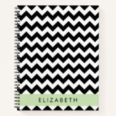 Zwart-wit Zigzag, Chevron Pattern, Jouw naam Notitieboek (Voorkant)