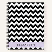 Zwart-wit Zigzag, Chevron Pattern, Jouw naam Notitieboek (Voorkant)