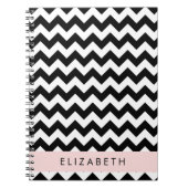 Zwart-wit Zigzag, Chevron Pattern, Jouw naam Notitieboek (Voorkant)