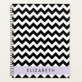 Zwart-wit Zigzag, Chevron Pattern, Jouw naam Planner (Voorkant)