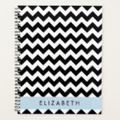 Zwart-wit Zigzag, Chevron Pattern, Jouw naam Planner (Voorkant)