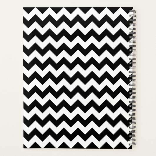 Zwart-wit Zigzag, Chevron Pattern, Jouw naam Planner (Achterkant)