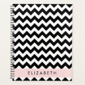 Zwart-wit Zigzag, Chevron Pattern, Jouw naam Planner (Voorkant)