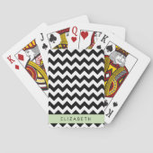 Zwart-wit Zigzag, Chevron Pattern, Jouw naam Pokerkaarten (Achterkant)