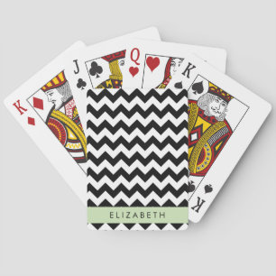Zwart-wit Zigzag, Chevron Pattern, Jouw naam Pokerkaarten