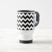 Zwart-wit Zigzag, Chevron Pattern, Jouw naam Reisbeker (Voorkant rechts)