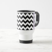 Zwart-wit Zigzag, Chevron Pattern, Jouw naam Reisbeker (Voorkant rechts)