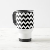Zwart-wit Zigzag, Chevron Pattern, Jouw naam Reisbeker (Voorkant links)