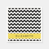 Zwart-wit Zigzag, Chevron Pattern, Jouw naam Servet (Voorkant)