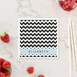 Zwart-wit Zigzag, Chevron Pattern, Jouw naam Servet