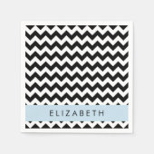Zwart-wit Zigzag, Chevron Pattern, Jouw naam Servet (Voorkant)
