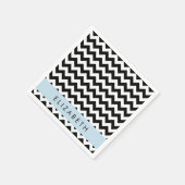 Zwart-wit Zigzag, Chevron Pattern, Jouw naam Servet (Hoek)