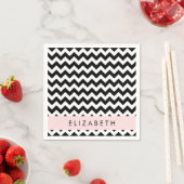 Zwart-wit Zigzag, Chevron Pattern, Jouw naam Servet (Insitu)
