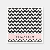 Zwart-wit Zigzag, Chevron Pattern, Jouw naam Servet (Voorkant)
