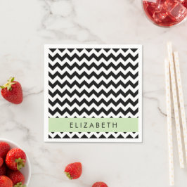 Zwart-wit Zigzag, Chevron Pattern, Jouw naam Servet