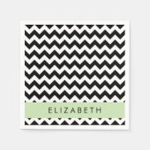 Zwart-wit Zigzag, Chevron Pattern, Jouw naam Servet (Voorkant)