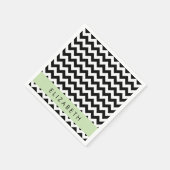 Zwart-wit Zigzag, Chevron Pattern, Jouw naam Servet (Hoek)