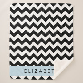 Zwart-wit Zigzag, Chevron Pattern, Jouw naam Sherpa Deken
