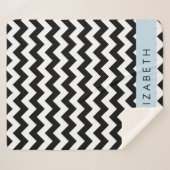 Zwart-wit Zigzag, Chevron Pattern, Jouw naam Sherpa Deken (Voorkant (horizontaal))