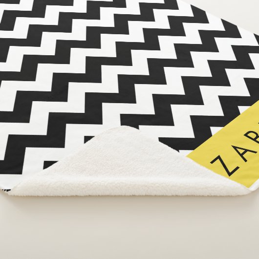 Zwart-wit Zigzag, Chevron Pattern, Jouw naam Sherpa Deken (3/4)