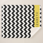 Zwart-wit Zigzag, Chevron Pattern, Jouw naam Sherpa Deken (Voorkant (horizontaal))