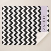 Zwart-wit Zigzag, Chevron Pattern, Jouw naam Sherpa Deken (Voorkant (horizontaal))