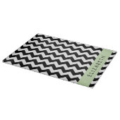 Zwart-wit Zigzag, Chevron Pattern, Jouw naam Snijplank (Hoek)
