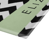 Zwart-wit Zigzag, Chevron Pattern, Jouw naam Snijplank (Hoek)