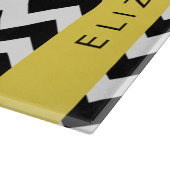 Zwart-wit Zigzag, Chevron Pattern, Jouw naam Snijplank (Hoek)
