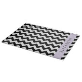 Zwart-wit Zigzag, Chevron Pattern, Jouw naam Snijplank (Hoek)