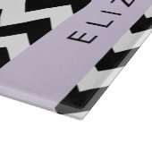 Zwart-wit Zigzag, Chevron Pattern, Jouw naam Snijplank (Hoek)