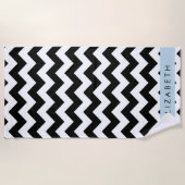 Zwart-wit Zigzag, Chevron Pattern, Jouw naam Strandlaken (Voorkant)