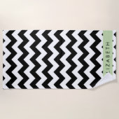 Zwart-wit Zigzag, Chevron Pattern, Jouw naam Strandlaken (Voorkant)