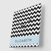 Zwart-wit Zigzag, Chevron Pattern, Jouw naam Vierkante Klok (Hoek)